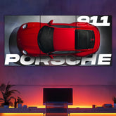 Red Porsche 911 Split Poster