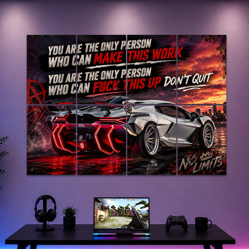 "Don'T Quit" Lamborgini Motivation 8-Panel Split Poster