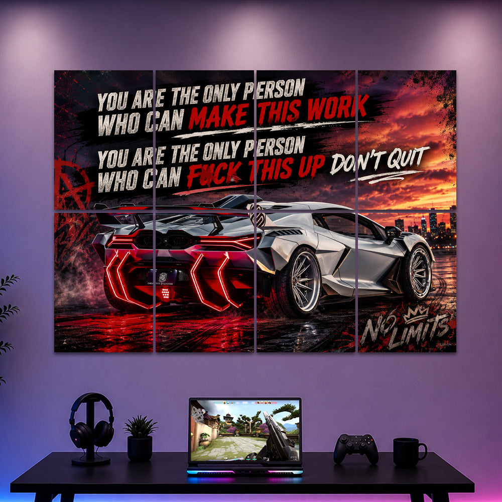 "Don'T Quit" Lamborgini Motivation 8-Panel Split Poster