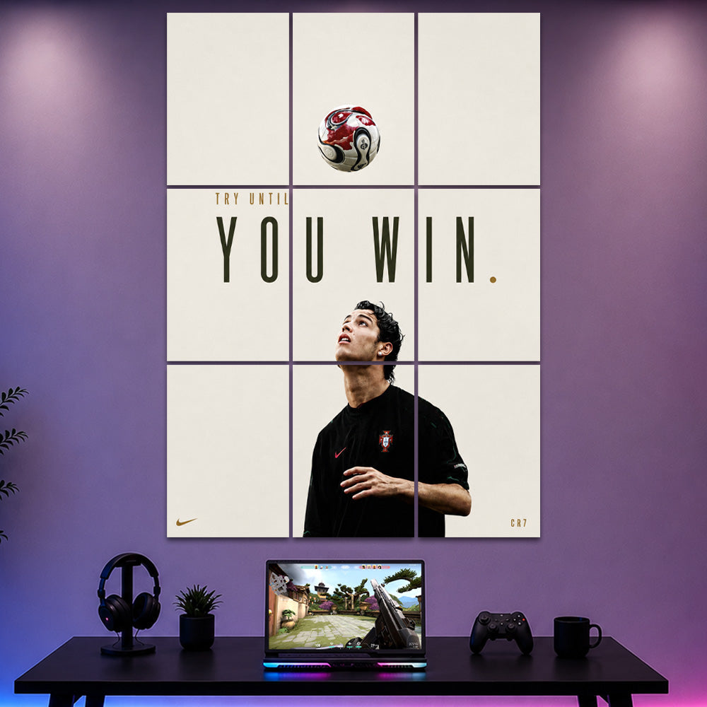 "Try Until You Win" Ronaldo Motivational Block Kit