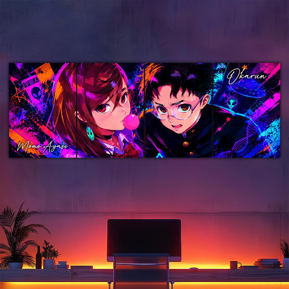 Okarun and Momo 4 Panel Split Poster