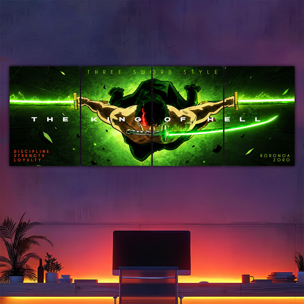 Zoro The King Of Hell 4 Panel Split Poster
