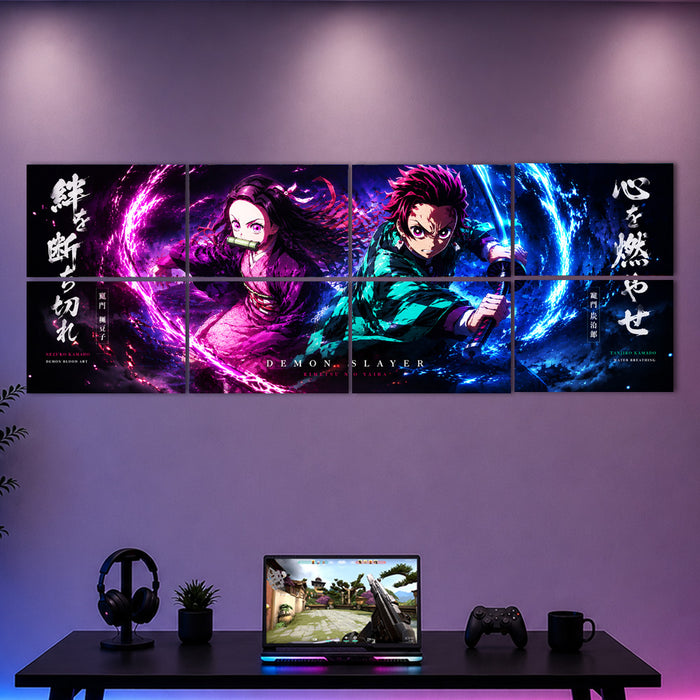 Nezuko x Tanjiro  |  8-Panel Split Poster