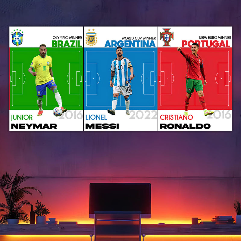 Ronaldo Messi Neymar National Achievement Split Poster