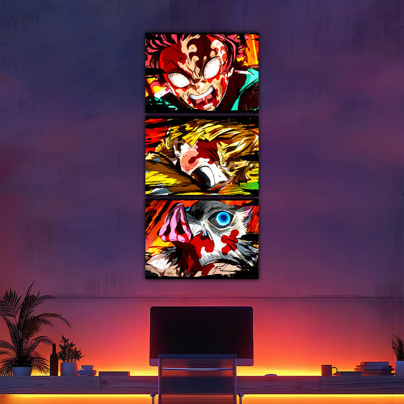 Zenitsu, Tanjiro And Inosuke Split Poster