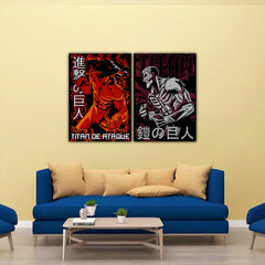 Attack Titan V/s Armor Titan Split Posters 2-Panel