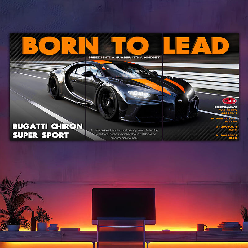 Bugatti Chiron Pur Sport "Born To Lead" Split Poster