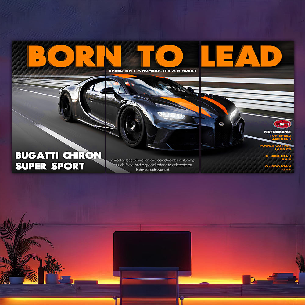 Bugatti Chiron Pur Sport "Born To Lead" Split Poster
