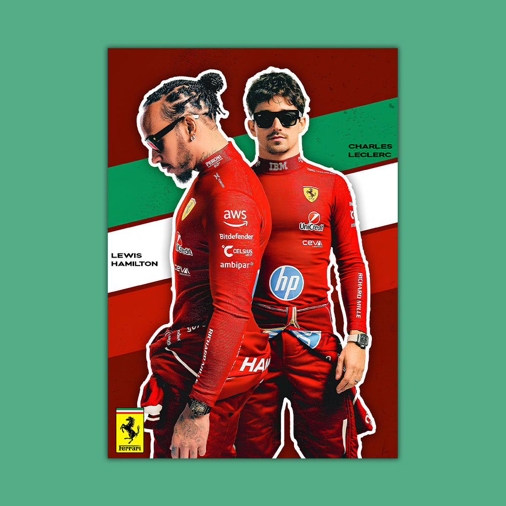 Lewis Hamilton and Charles Leclerc Ferrari  Poster