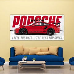 Red Porsche GT3 RS Split Poster