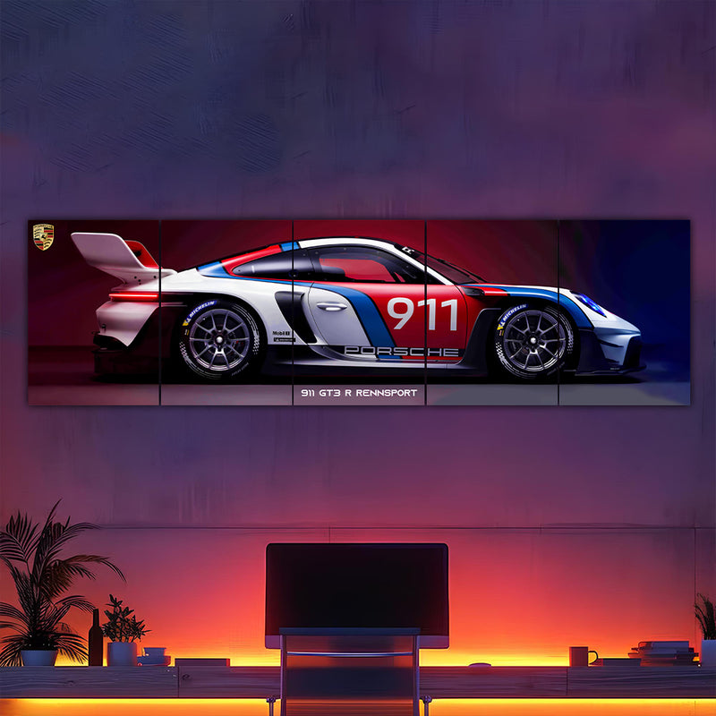 911 GT3 R Rennsport Split Poster 5-Panel