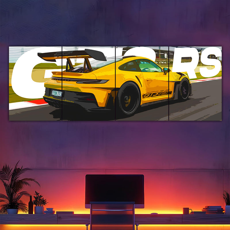 Porsche GT3 RS Split Poster 4 Panel