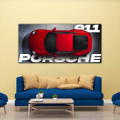 Red Porsche 911 Split Poster