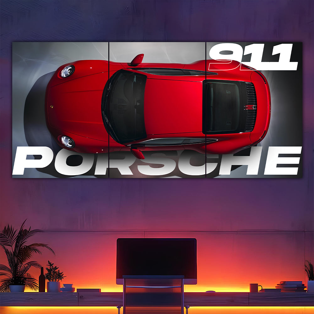 Red Porsche 911 Split Poster