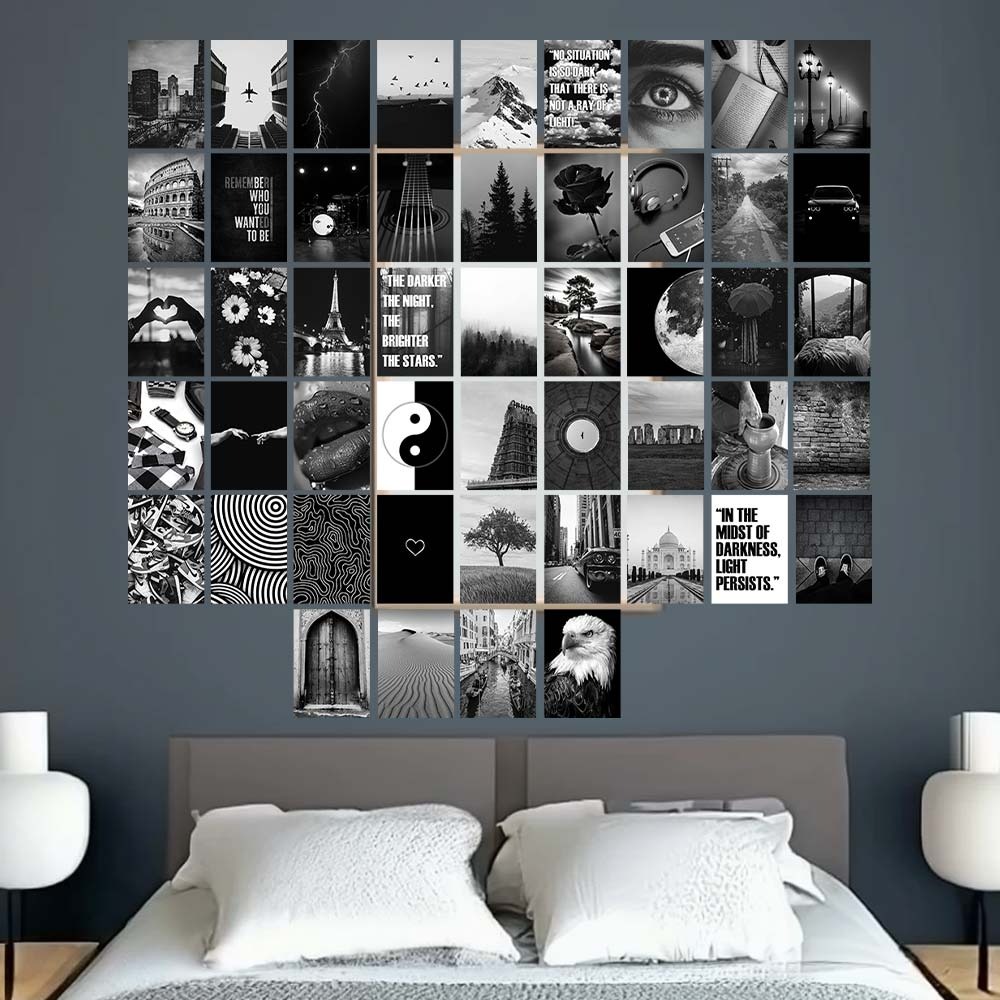 Black And White Aesthetic Wall Collage Kit